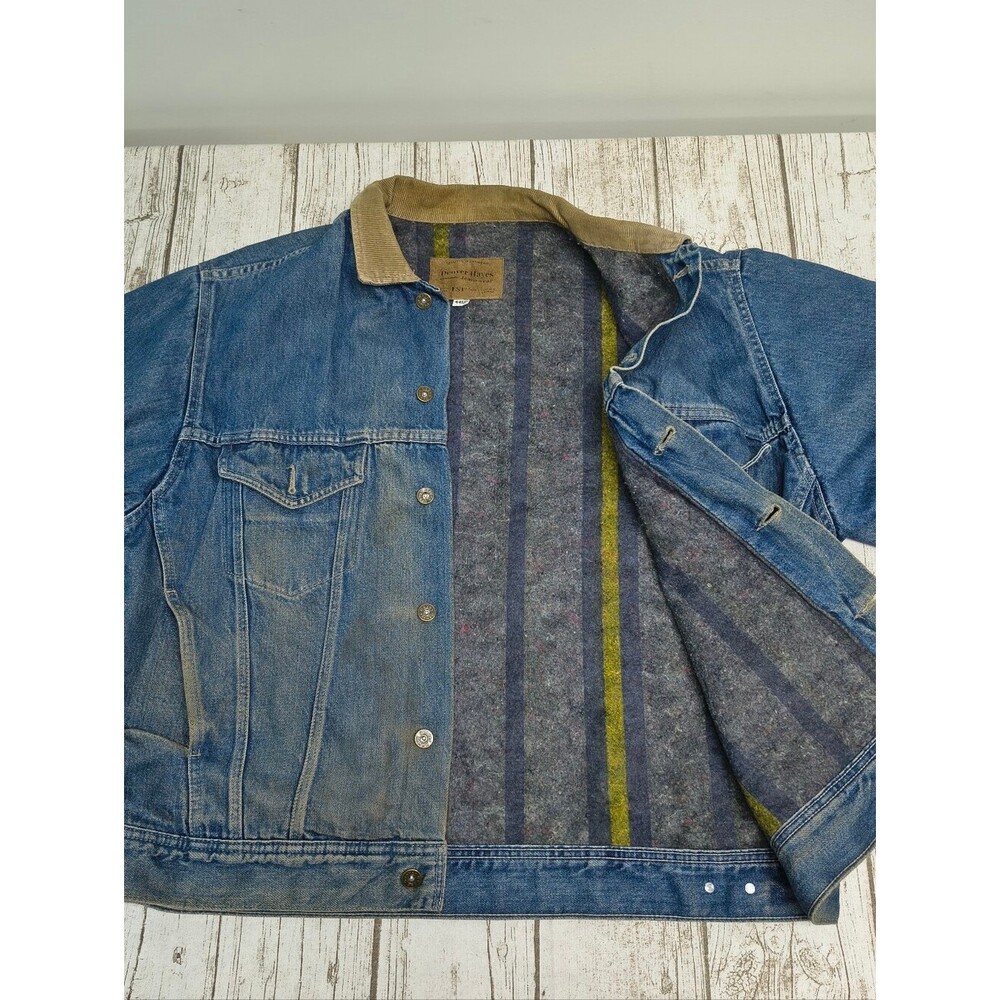 Vintage Denver Hayes Blanket Lined Denim Jean Trucker Jacket Size 44T